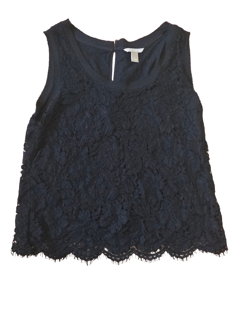 Banana Republic Black Lace Sleeveless Shell Top Size L